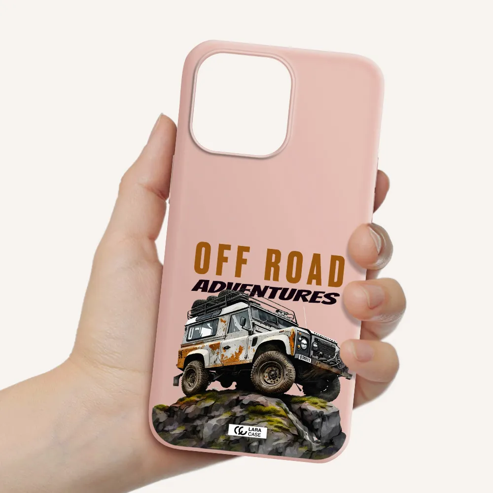 a car with rust on top Apple iPhone 14 pro max Silicone pastel pink Case