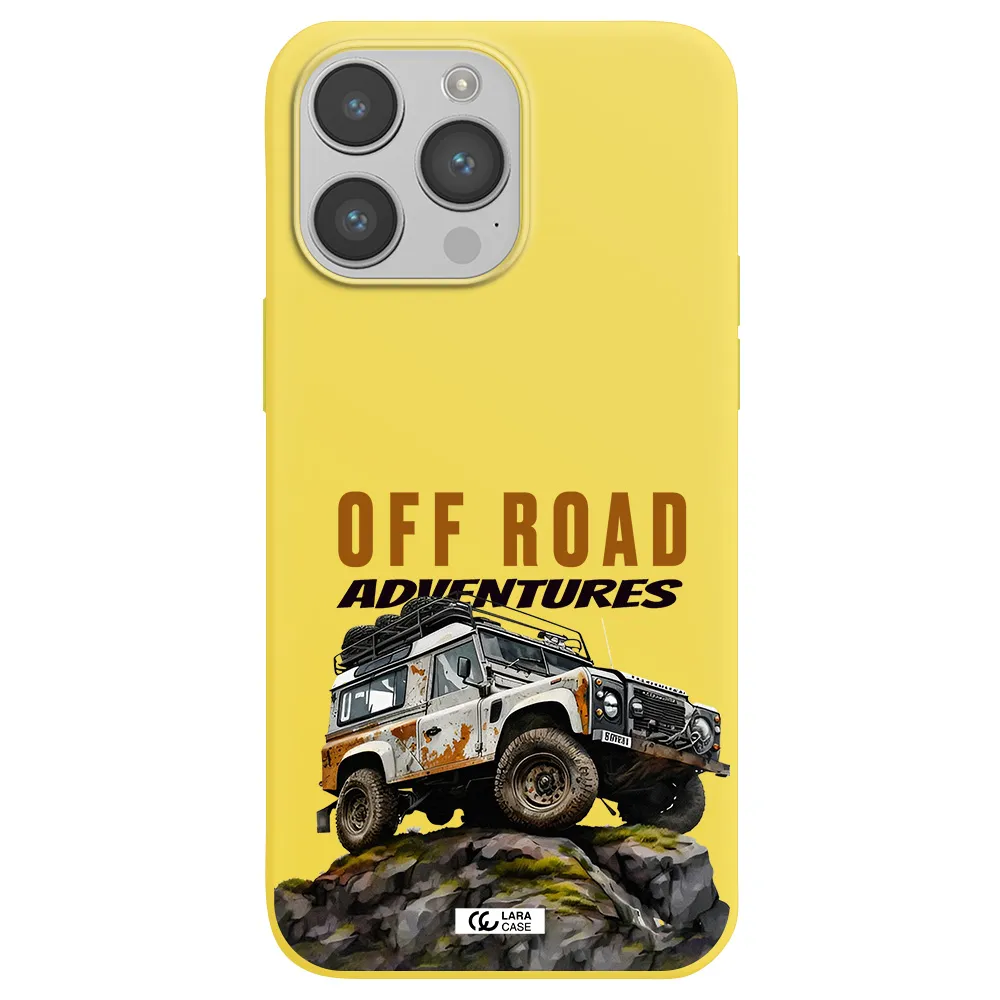 a car with rust on top Apple iPhone 14 pro Silicone canary yellow Case