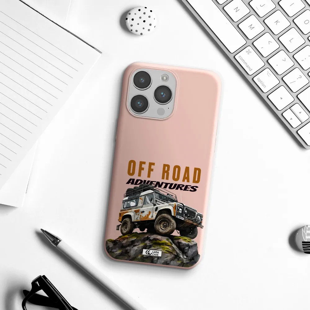 a car with rust on top Apple iPhone 14 pro Silicone pastel pink Case
