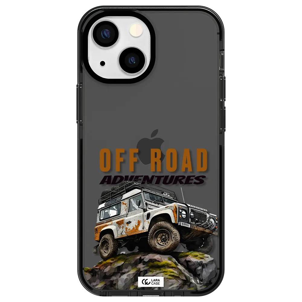 a car with rust on top Apple iPhone 15 impact Smoke Black Case