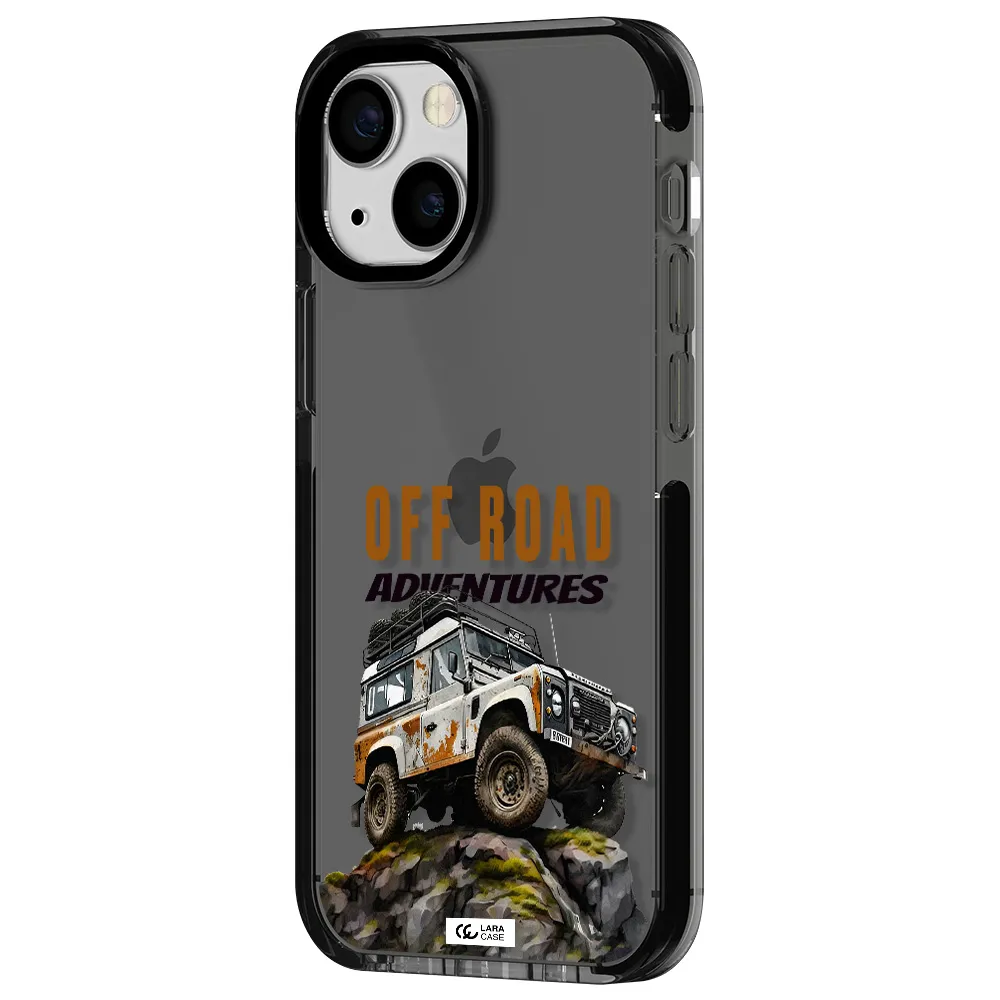 a car with rust on top Apple iPhone 15 impact Smoke Black Case