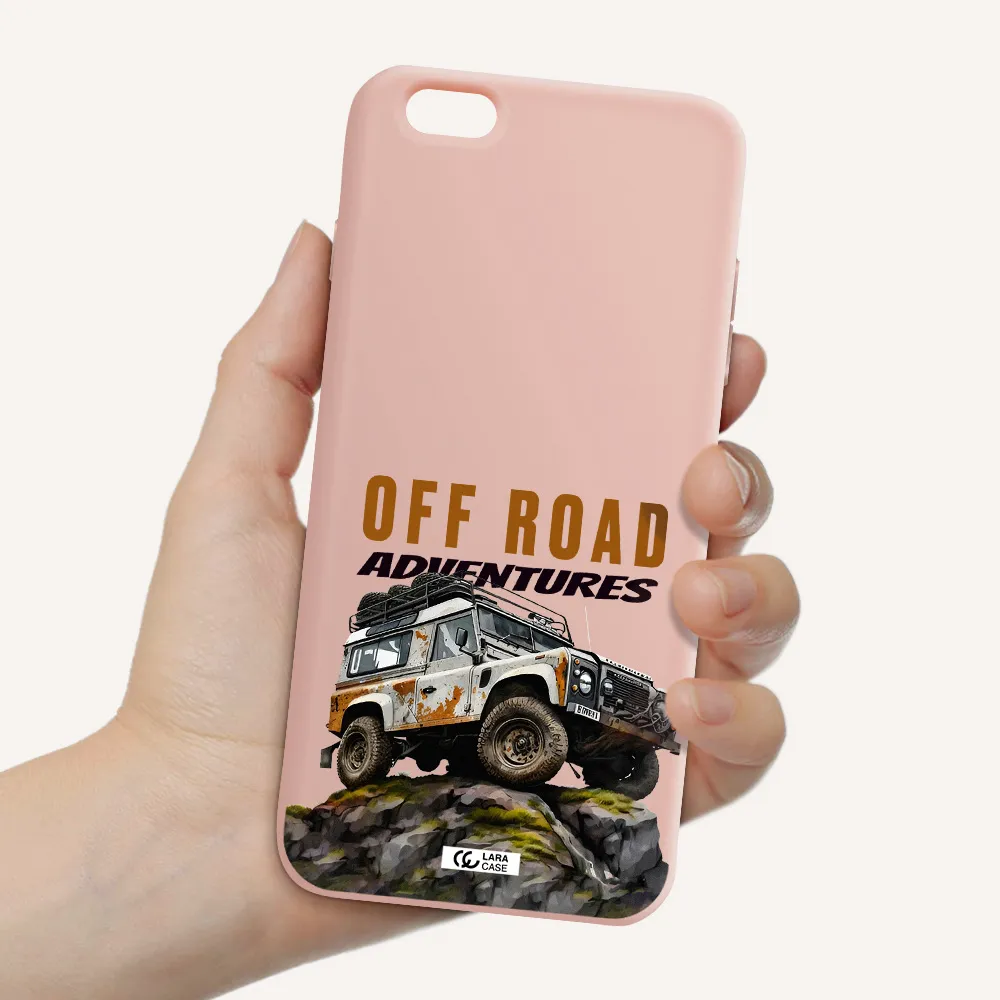 a car with rust on top Apple iPhone 6 plus Silicone pastel pink Case