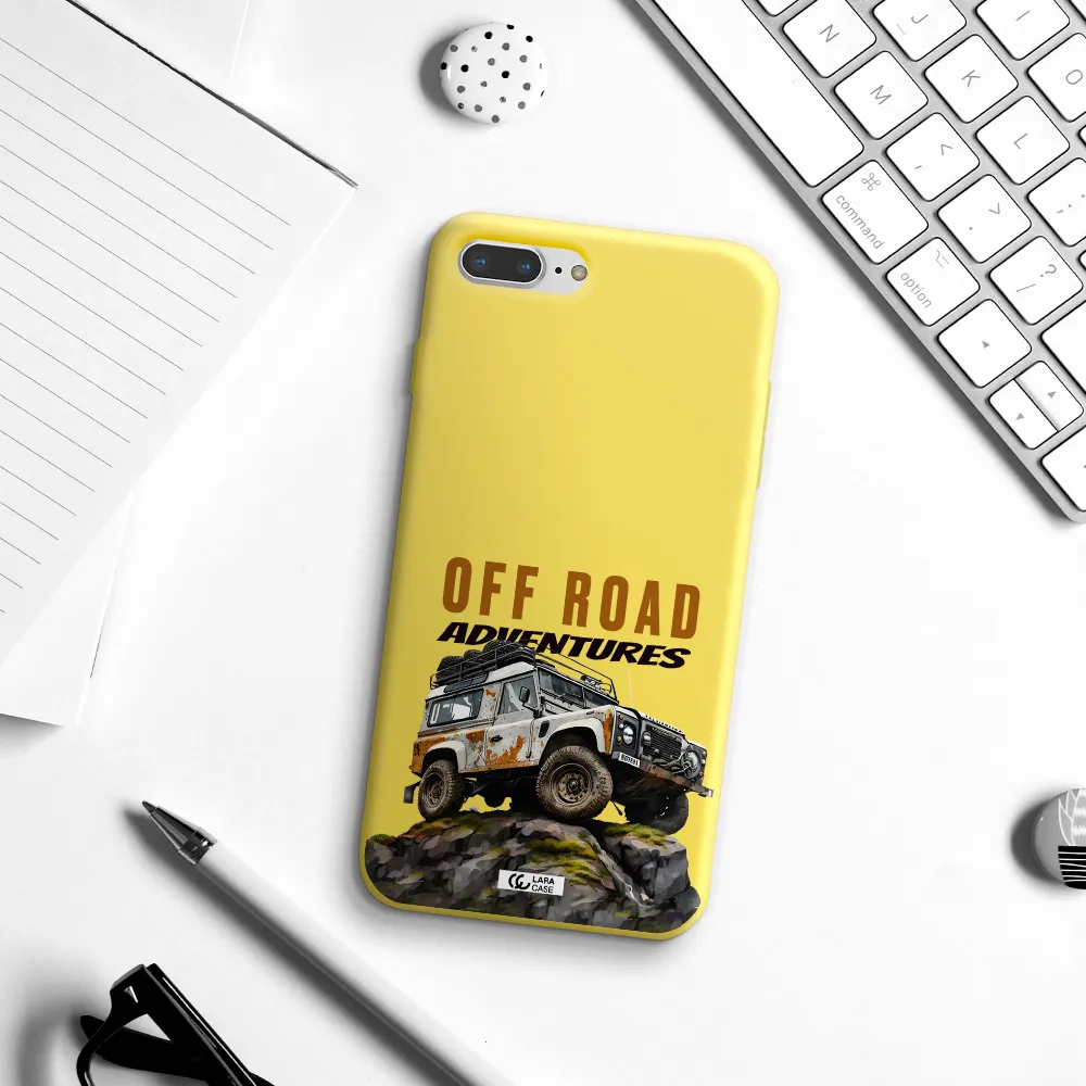 a car with rust on top Apple iPhone 7 plus Silicone canary yellow Case