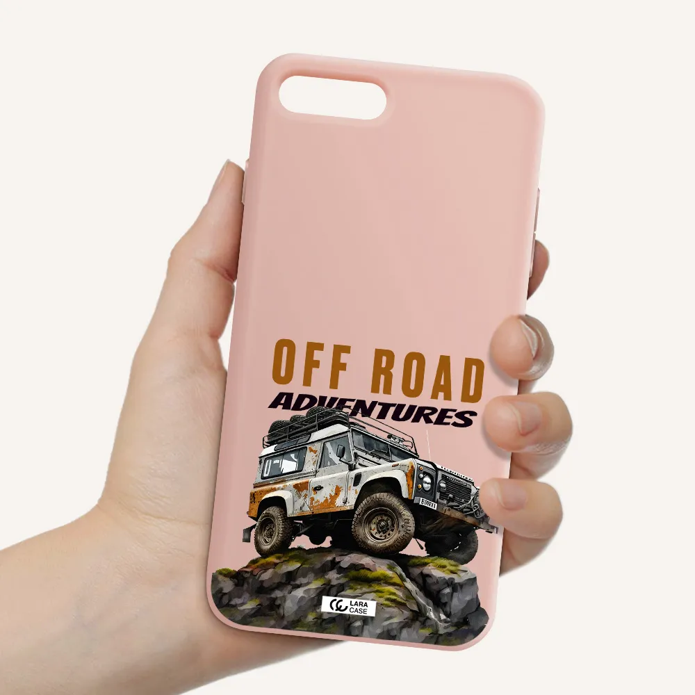 a car with rust on top Apple iPhone 7 plus Silicone pastel pink Case