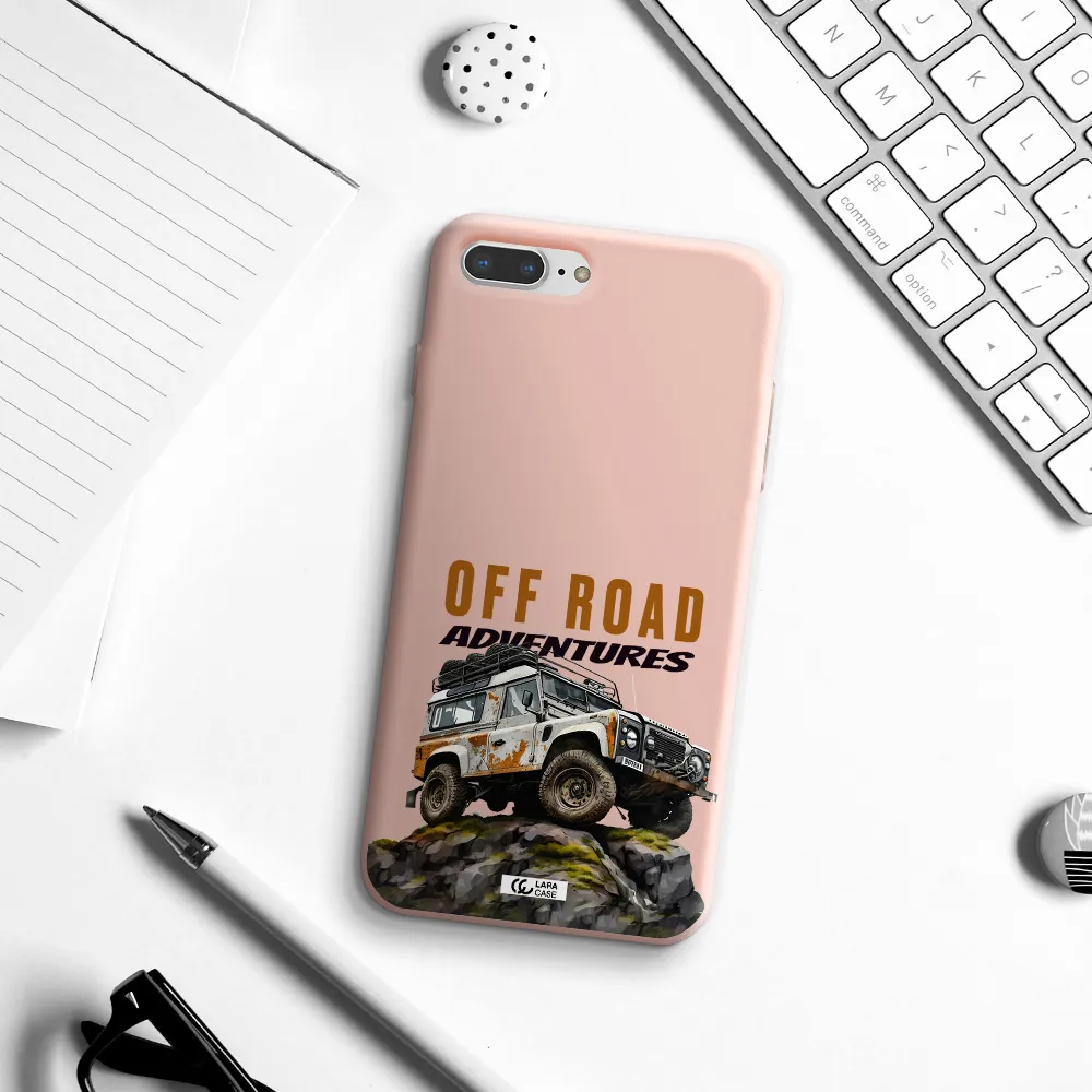a car with rust on top Apple iPhone 7 plus Silicone pastel pink Case