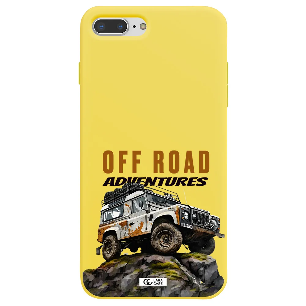 a car with rust on top Apple iPhone 8 plus Silicone canary yellow Case