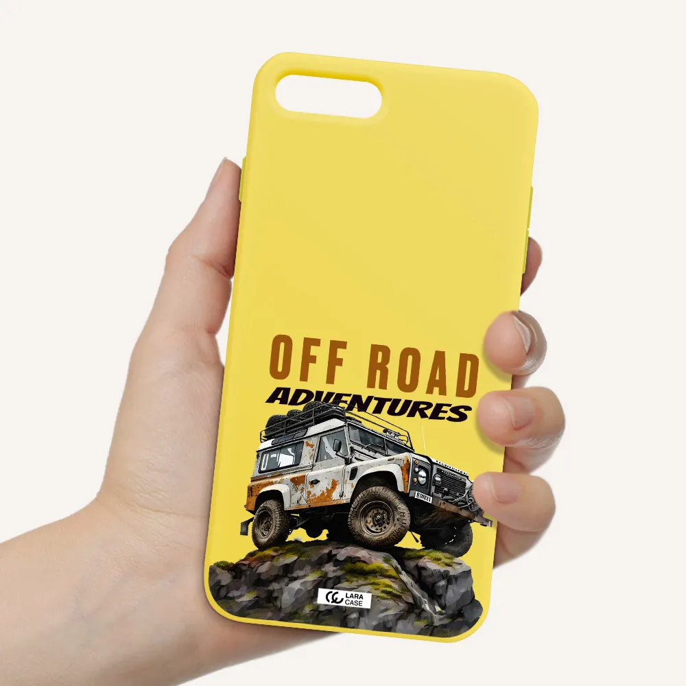 a car with rust on top Apple iPhone 8 plus Silicone canary yellow Case