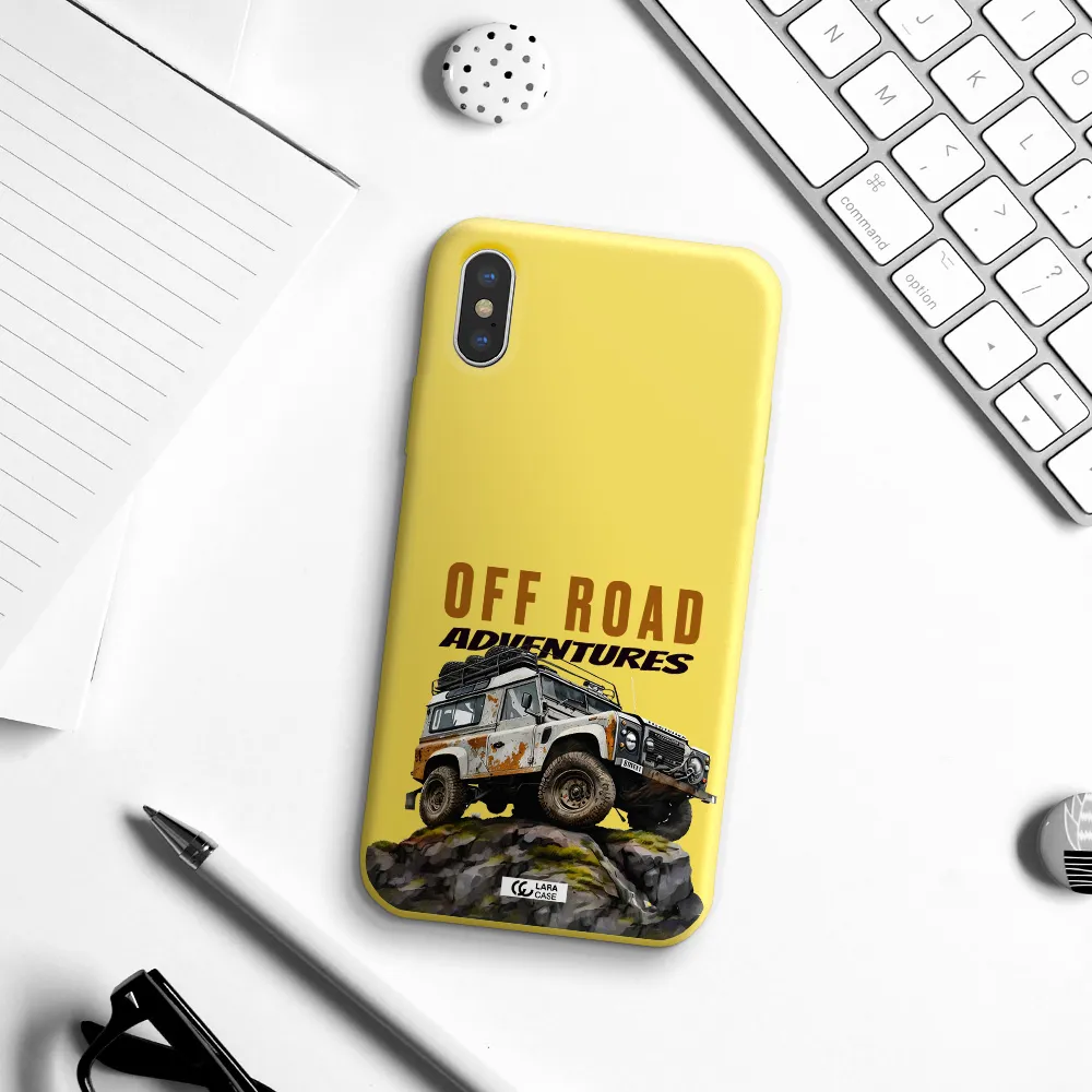 a car with rust on top Apple iPhone X Silicone canary yellow Case