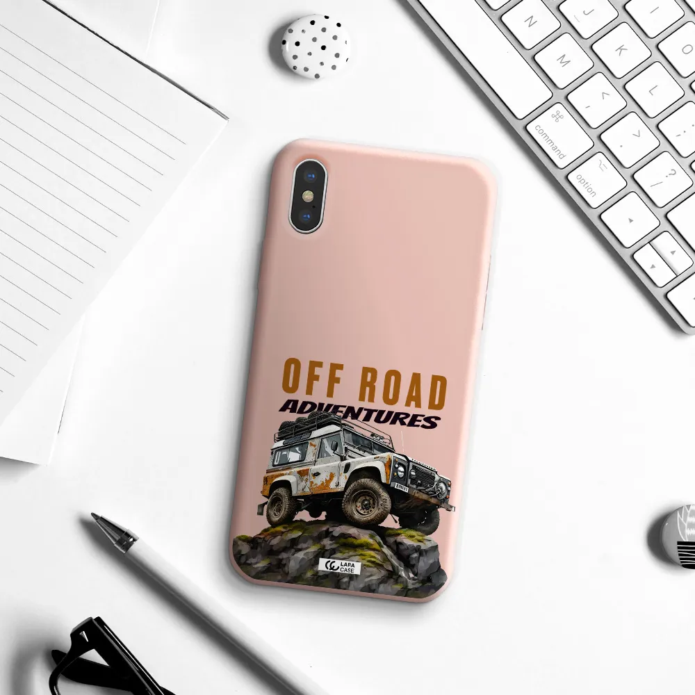 a car with rust on top Apple iPhone XS Silicone pastel pink Case