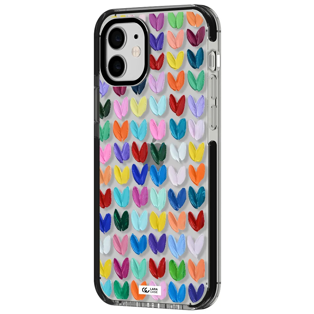 a close up of a color palette Apple iPhone 11 impact black border Case