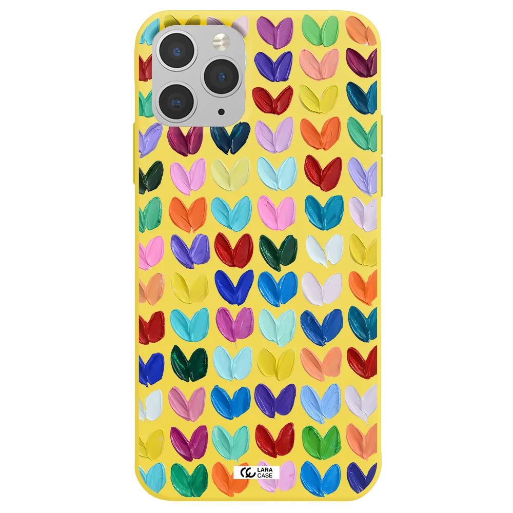 a close up of a color palette Apple iPhone 11 pro max Silicone canary yellow Case