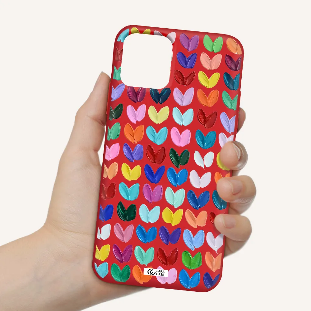 a close up of a color palette Apple iPhone 11 pro max Silicone Imperial Red Case