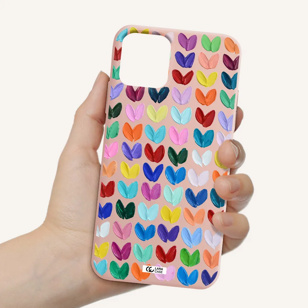 a close up of a color palette Apple iPhone 11 pro max Silicone pastel pink Case