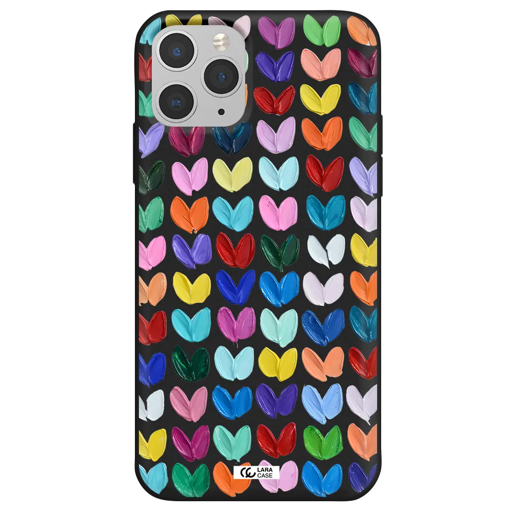 a close up of a color palette Apple iPhone 11 pro Silicone black Case