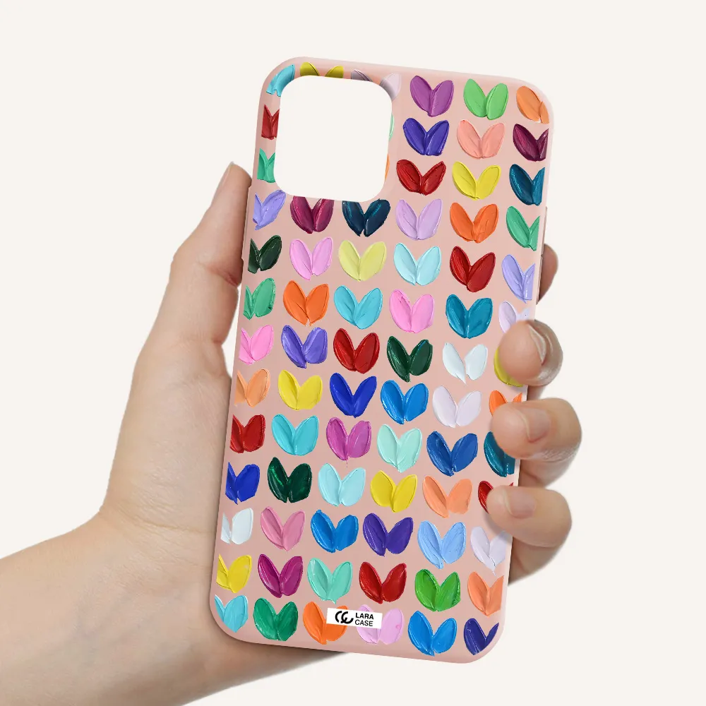 a close up of a color palette Apple iPhone 11 pro Silicone pastel pink Case