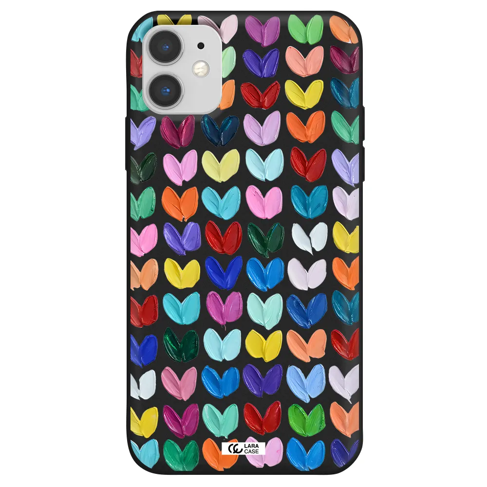 a close up of a color palette Apple iPhone 11 Silicone black Case