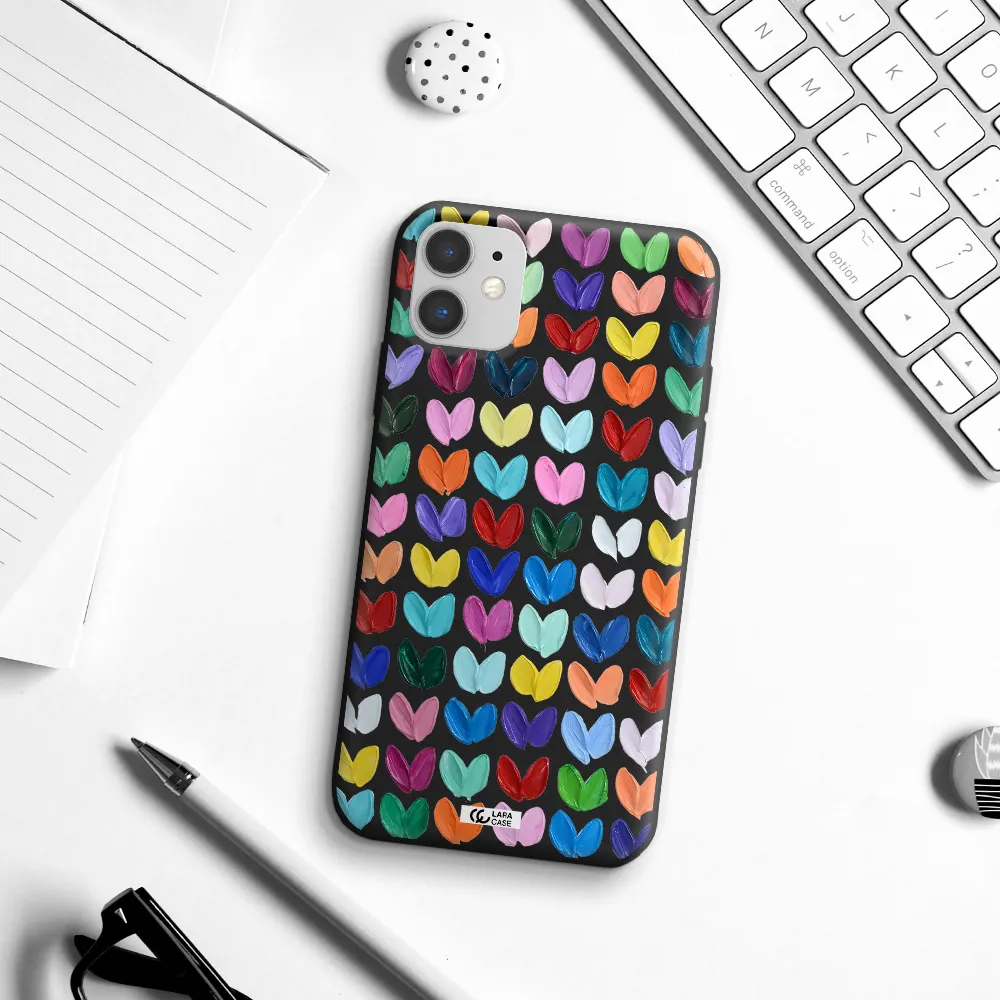 a close up of a color palette Apple iPhone 11 Silicone black Case