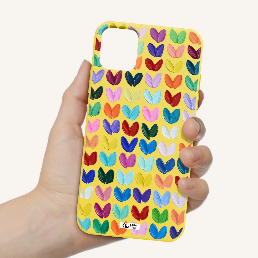 a close up of a color palette Apple iPhone 11 Silicone canary yellow Case