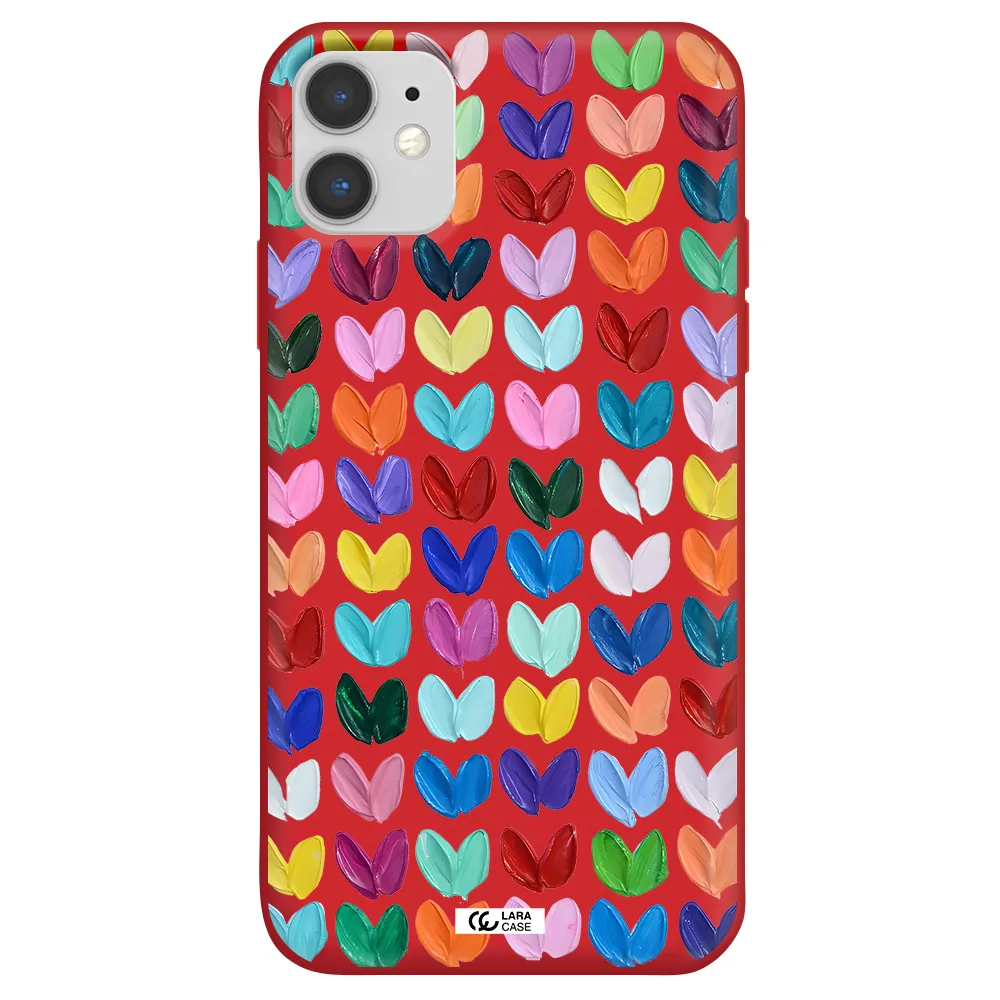 a close up of a color palette Apple iPhone 11 Silicone Imperial Red Case