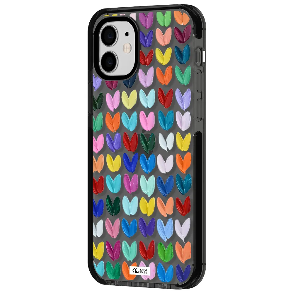 a close up of a color palette Apple iPhone 12 impact Smoke Black Case