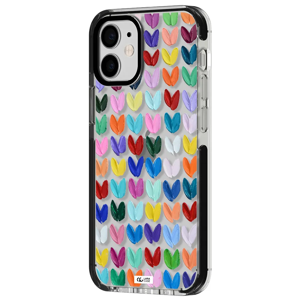 a close up of a color palette Apple iPhone 12 mini impact black border Case