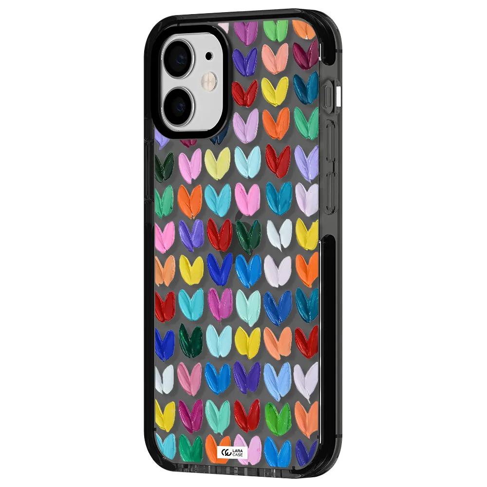 a close up of a color palette Apple iPhone 12 mini impact Smoke Black Case