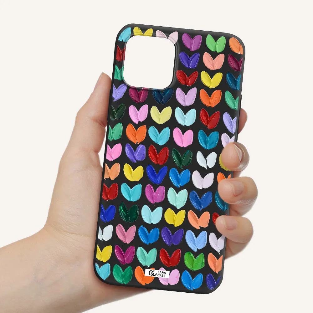 a close up of a color palette Apple iPhone 12 mini Silicone black Case