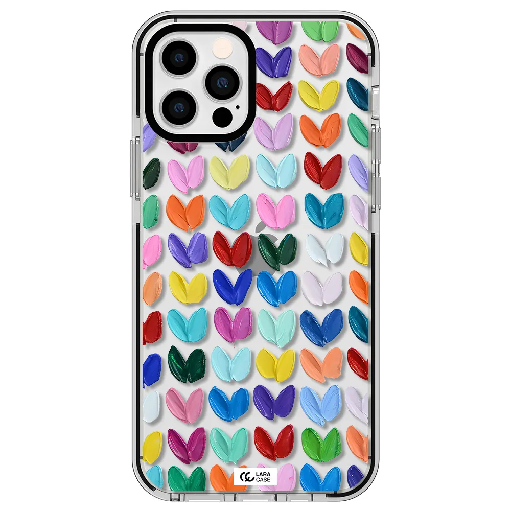 a close up of a color palette Apple iPhone 12 pro impact black border Case