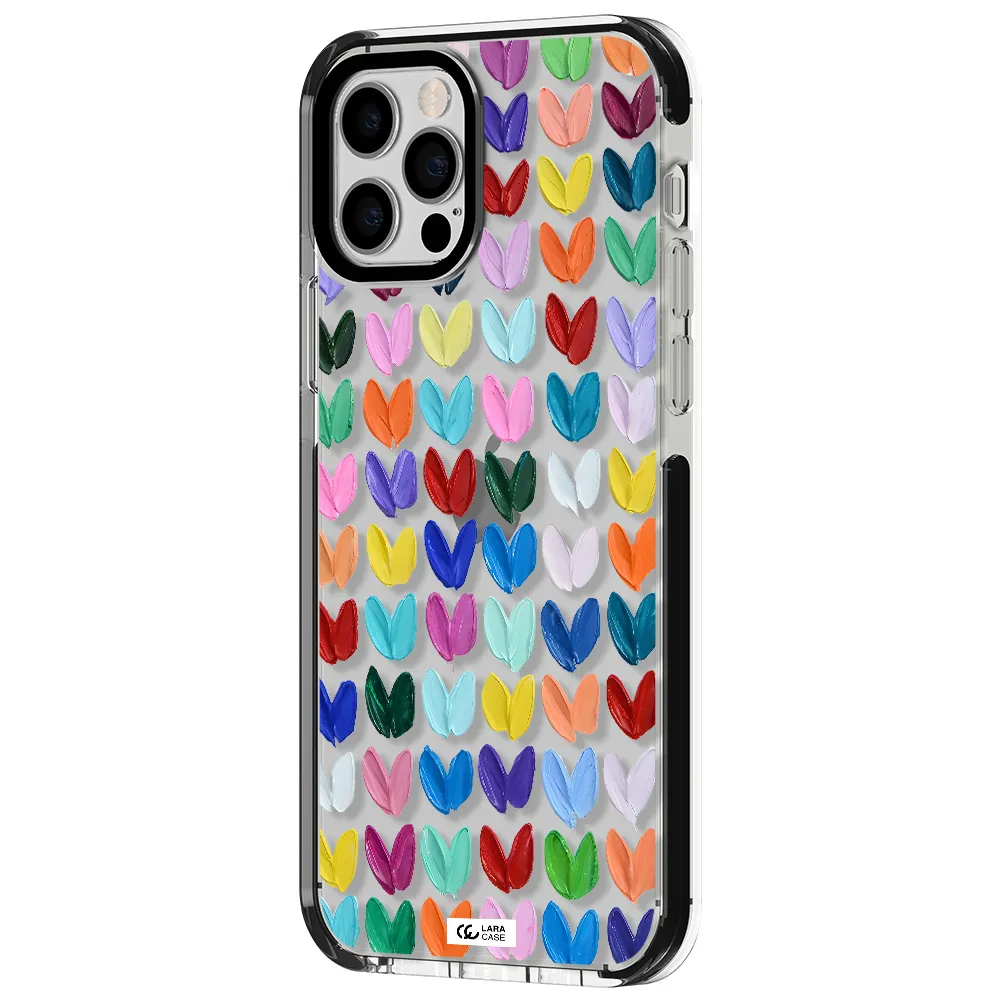 a close up of a color palette Apple iPhone 12 pro impact black border Case