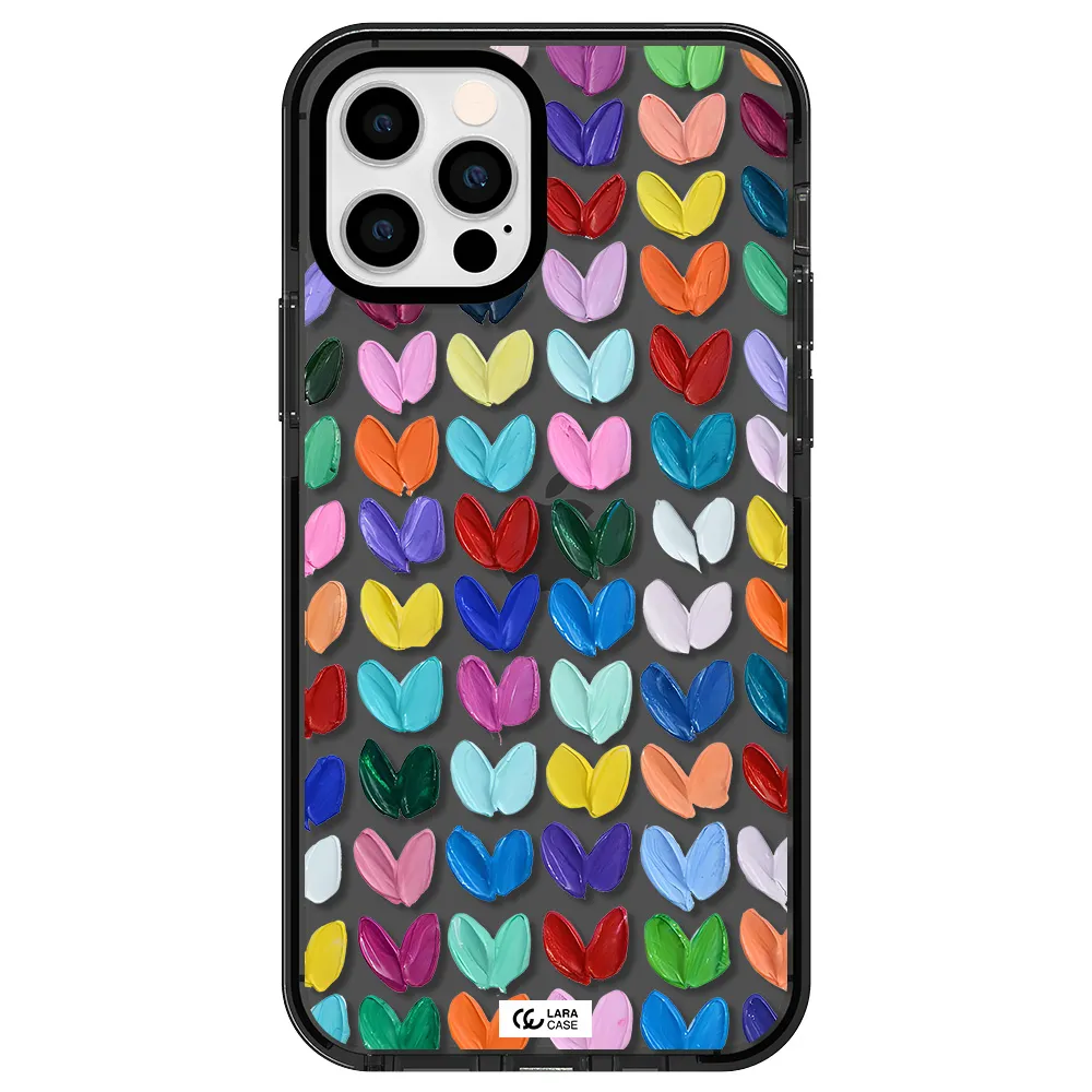 a close up of a color palette Apple iPhone 12 pro impact Smoke Black Case