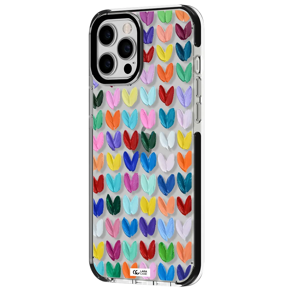 a close up of a color palette Apple iPhone 12 pro max impact black border Case