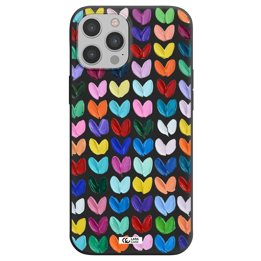 a close up of a color palette Apple iPhone 12 pro max Silicone black Case