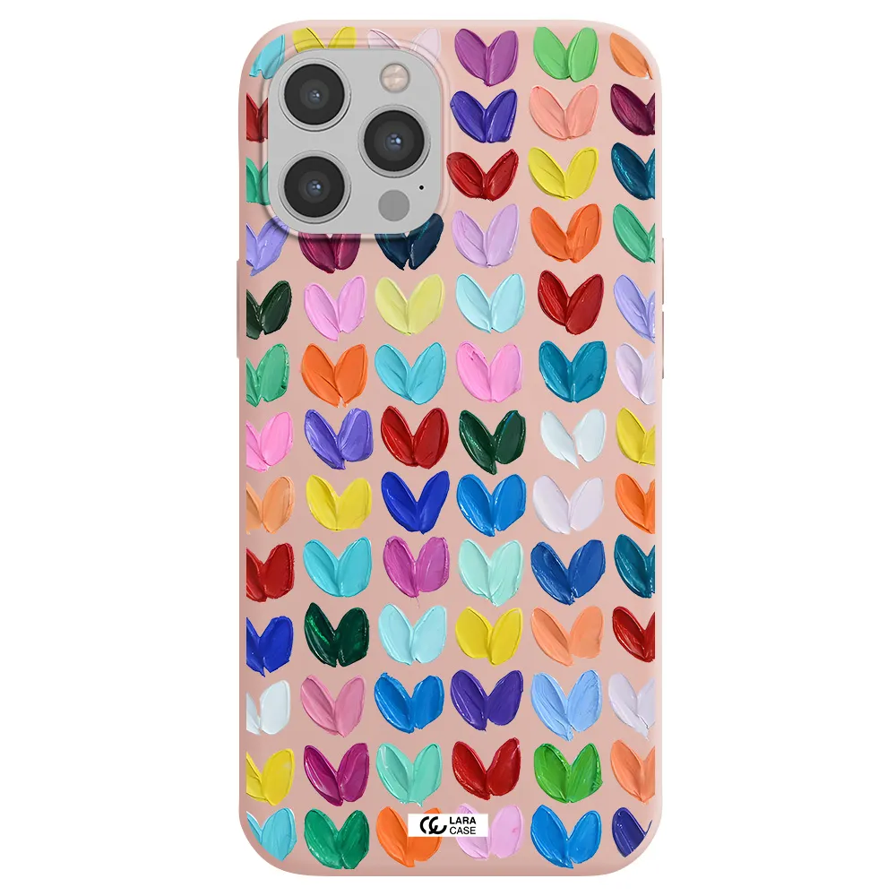 a close up of a color palette Apple iPhone 12 pro max Silicone pastel pink Case