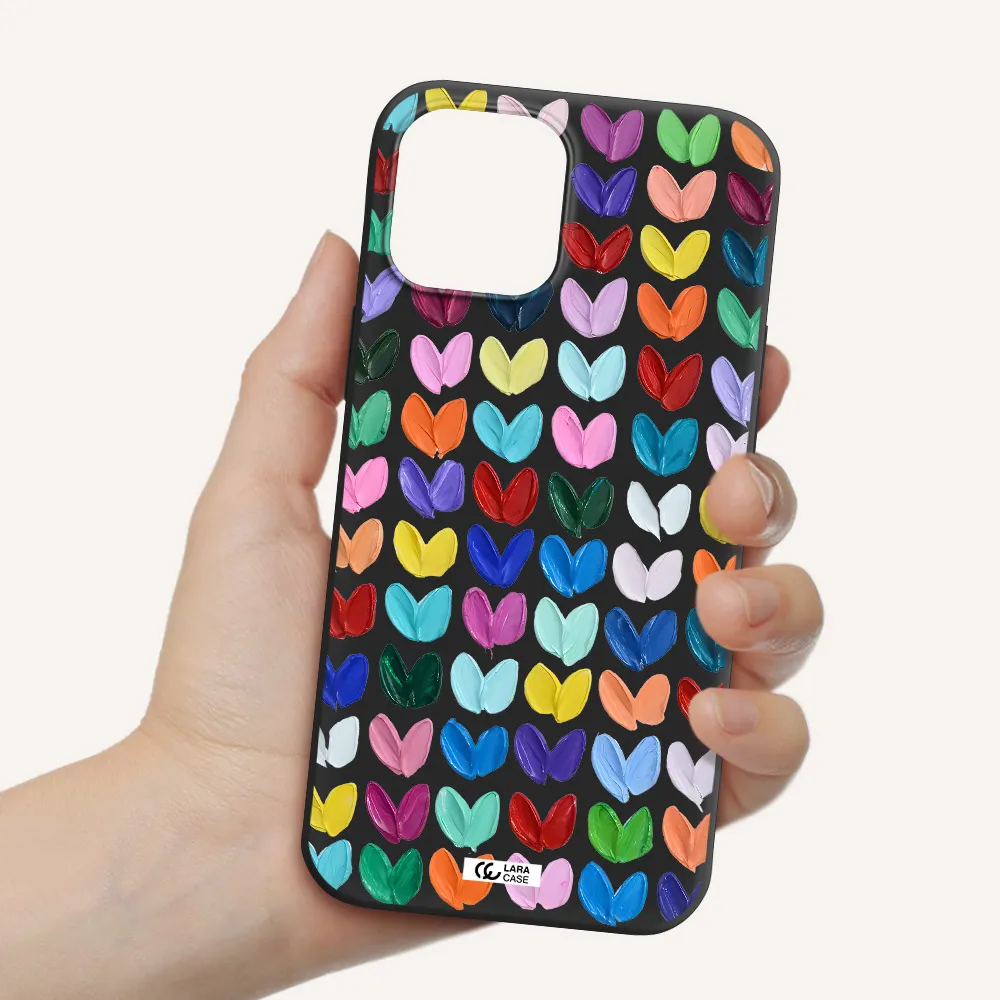 a close up of a color palette Apple iPhone 12 pro Silicone black Case