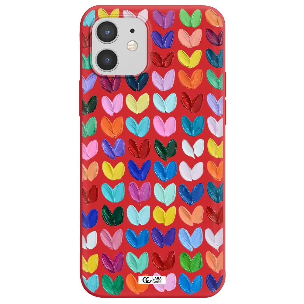 a close up of a color palette Apple iPhone 12 Silicone Imperial Red Case