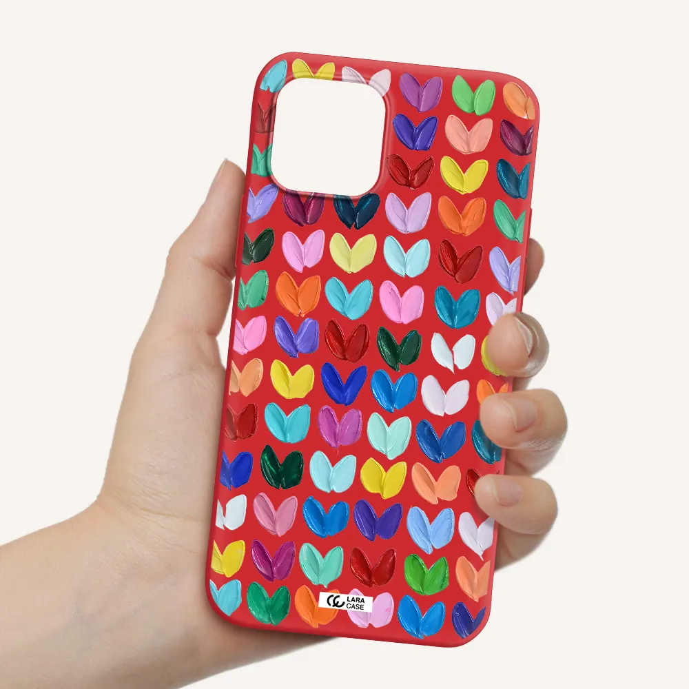 a close up of a color palette Apple iPhone 12 Silicone Imperial Red Case