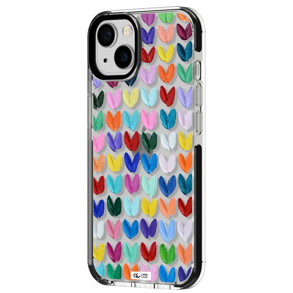 a close up of a color palette Apple iPhone 13 impact black border Case