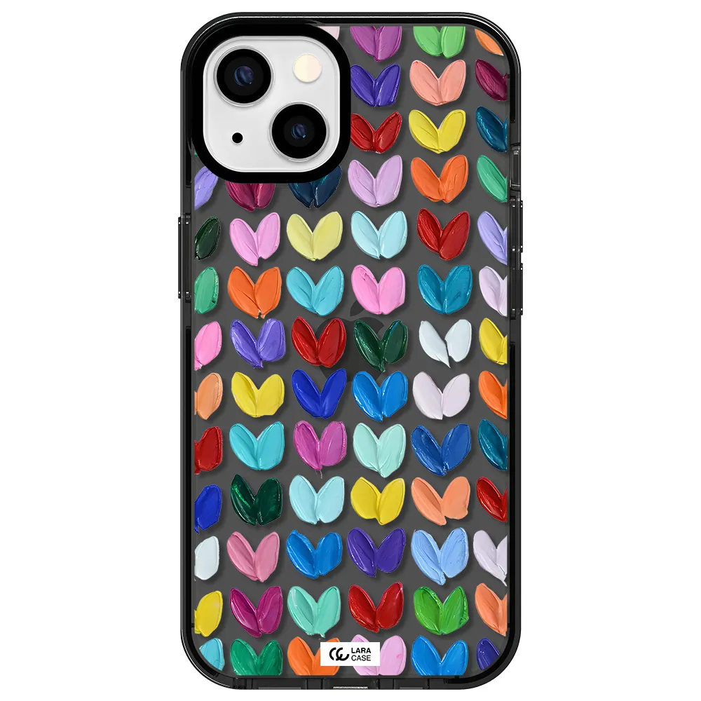 a close up of a color palette Apple iPhone 13 impact Smoke Black Case