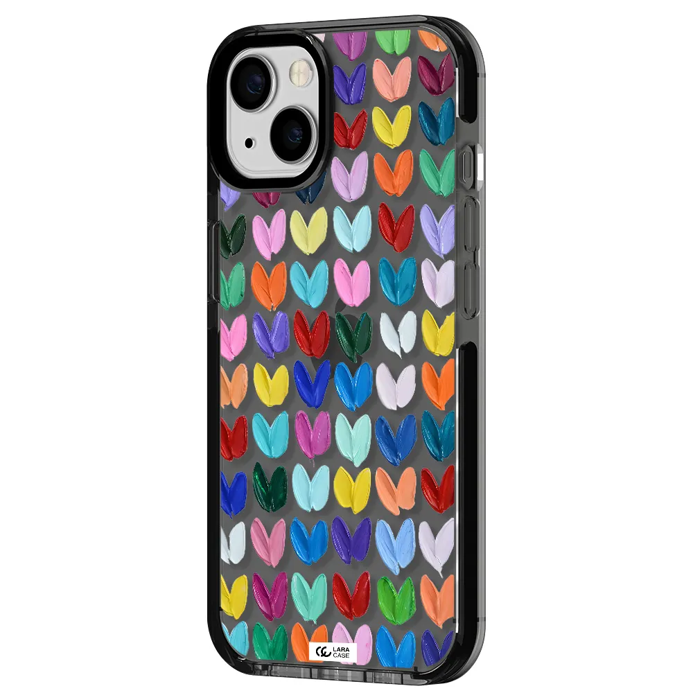 a close up of a color palette Apple iPhone 13 impact Smoke Black Case