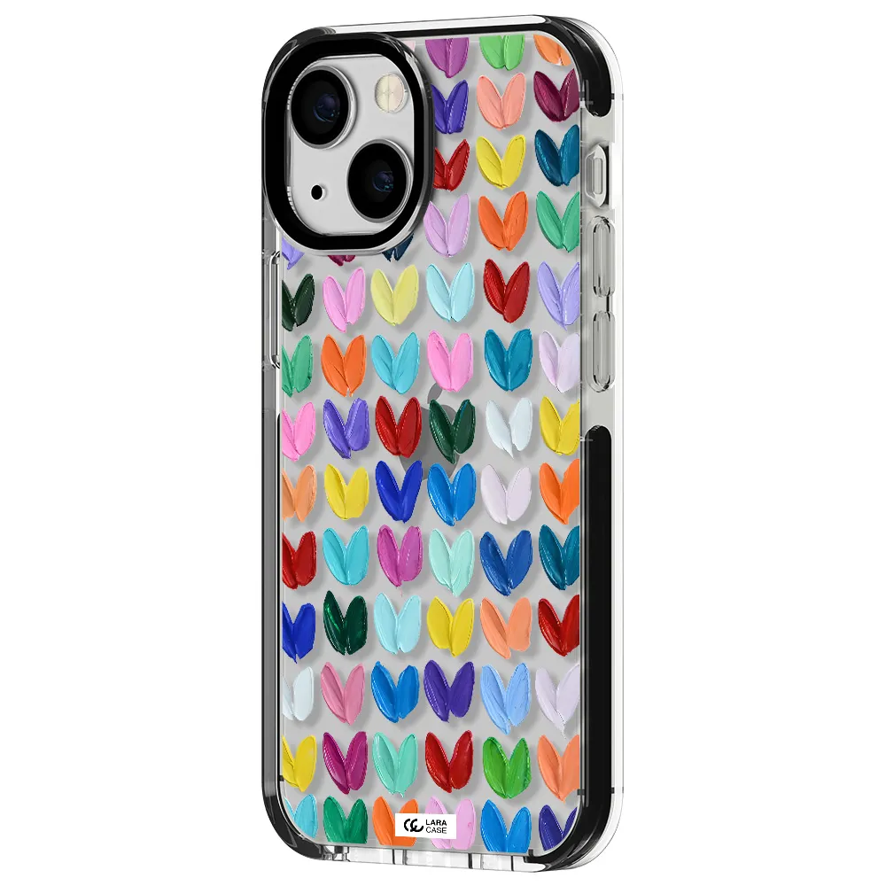 a close up of a color palette Apple iPhone 13 mini impact black border Case