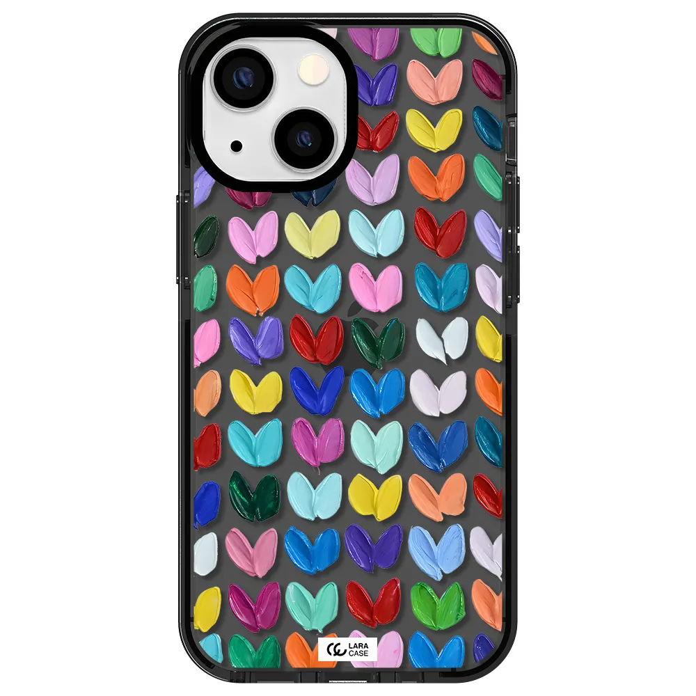 a close up of a color palette Apple iPhone 13 mini impact Smoke Black Case