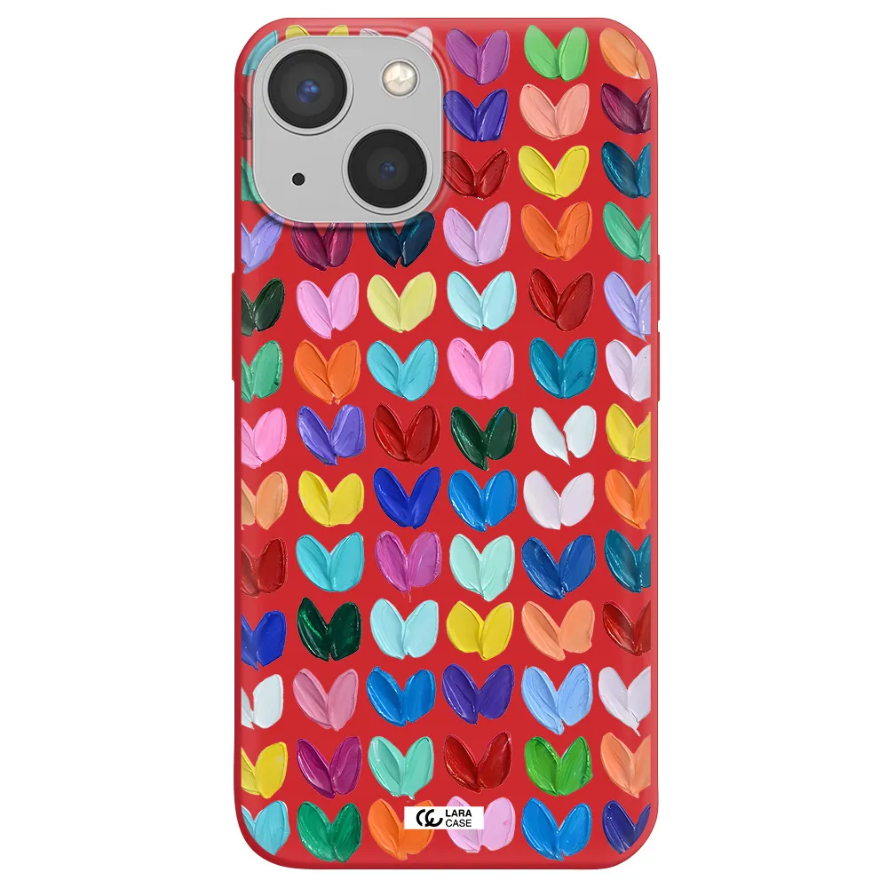 a close up of a color palette Apple iPhone 13 mini Silicone Imperial Red Case