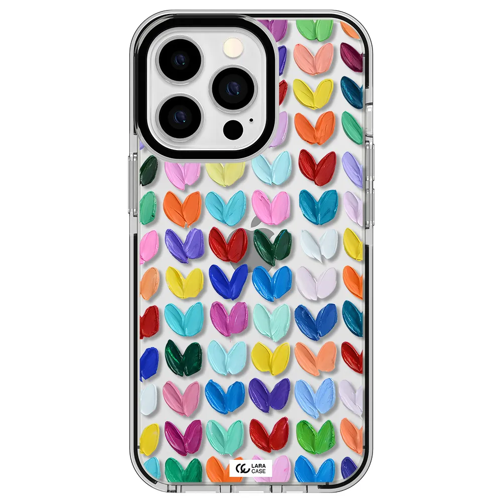 a close up of a color palette Apple iPhone 13 Pro impact black border Case