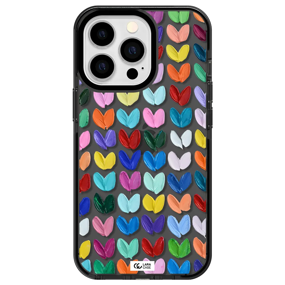 a close up of a color palette Apple iPhone 13 Pro impact Smoke Black Case