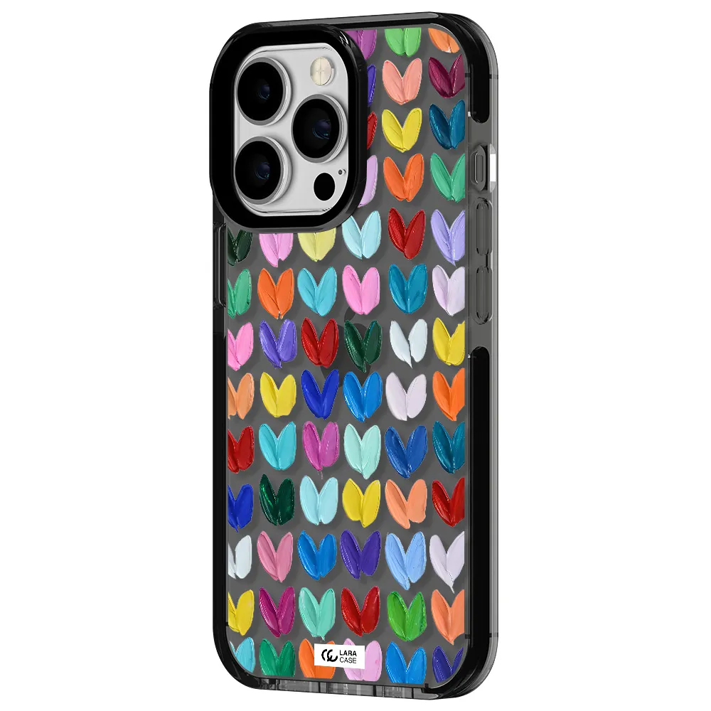 a close up of a color palette Apple iPhone 13 Pro impact Smoke Black Case