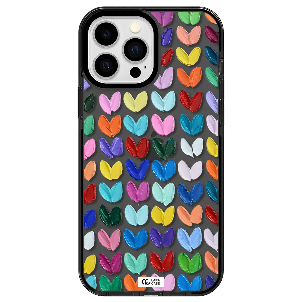 a close up of a color palette Apple iPhone 13 Pro Max impact Smoke Black Case