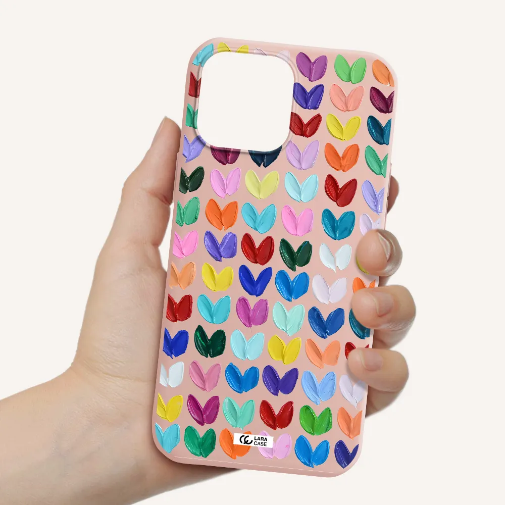 a close up of a color palette Apple iPhone 13 Pro Silicone pastel pink Case