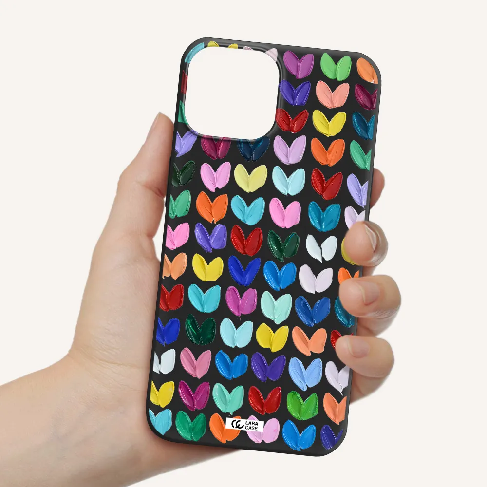 a close up of a color palette Apple iPhone 13 Silicone black Case