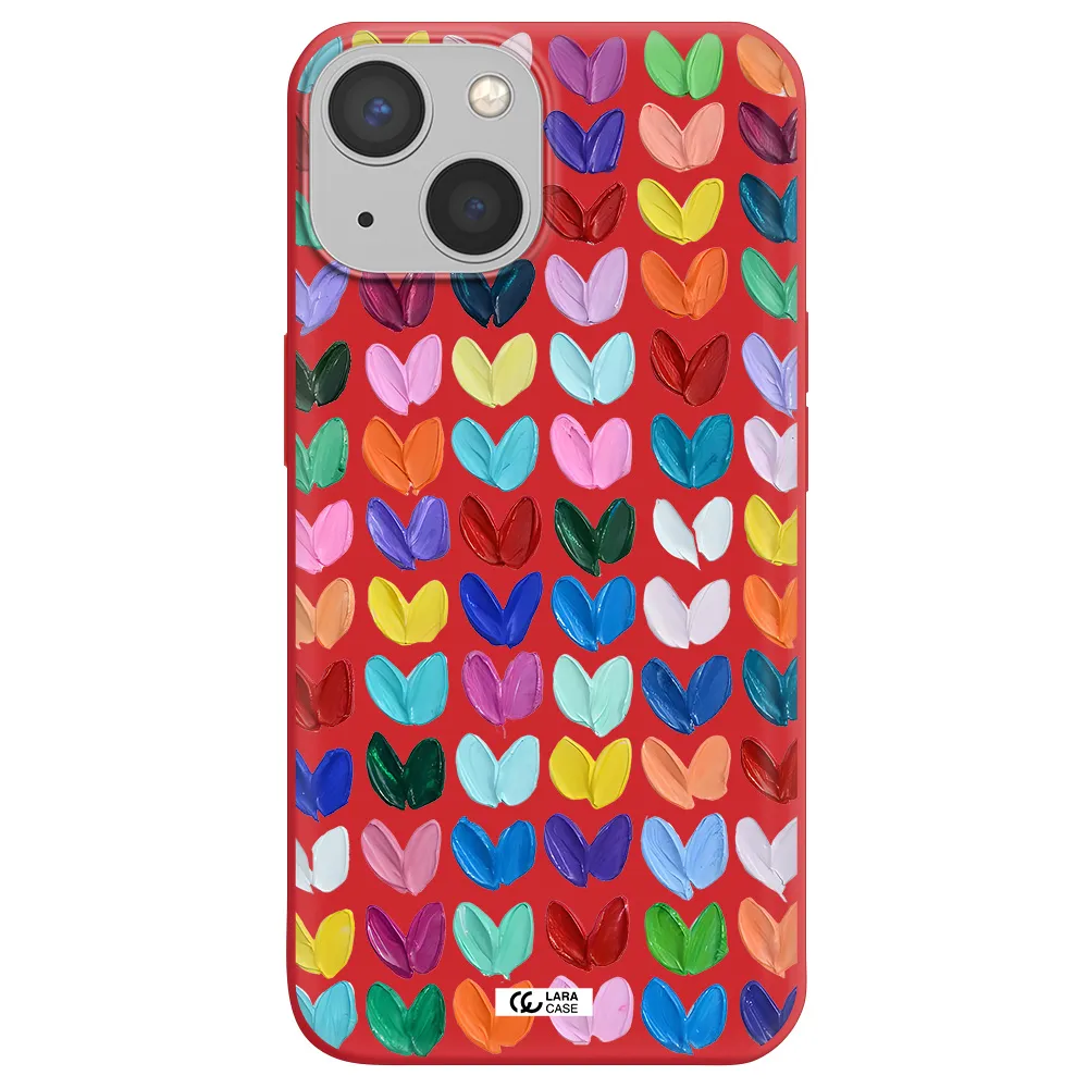 a close up of a color palette Apple iPhone 13 Silicone Imperial Red Case