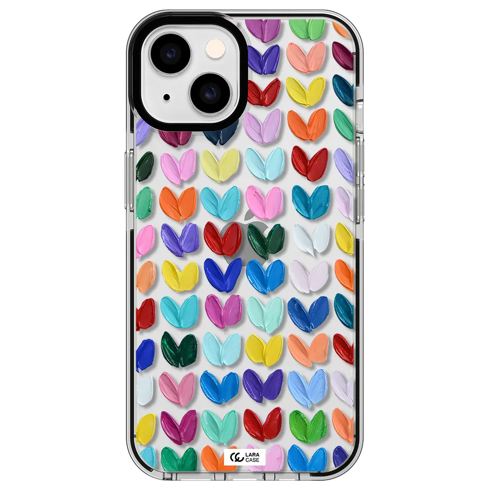 a close up of a color palette Apple iPhone 14 impact black border Case